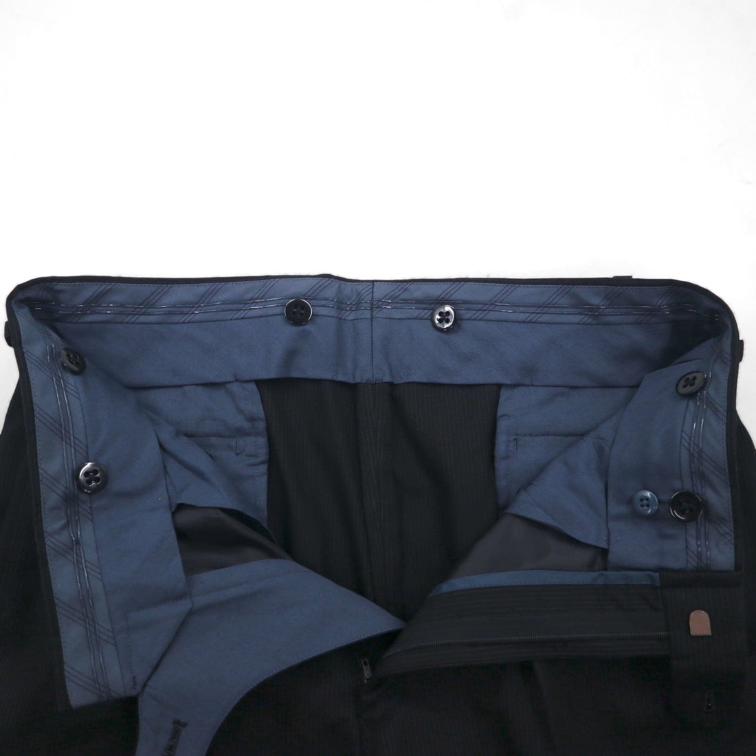 Burberry's Classics Vintage Super 100s 3B Suit Set, Size L, Black Wool with Shadow Stripe