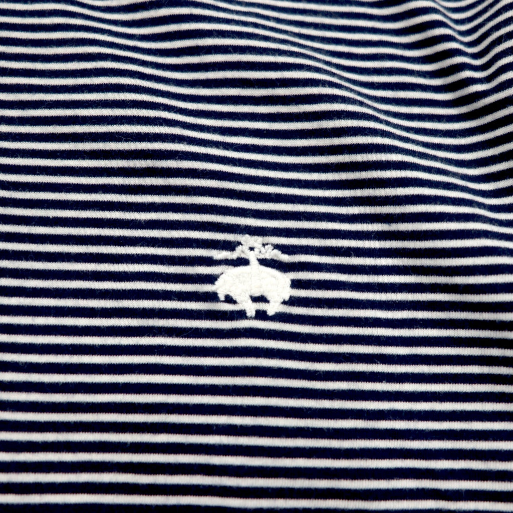 Brooks Brothers 346 ボーダー ポロシャツ M ホワイト ネイビー コットン ワンポイントロゴ刺繍
