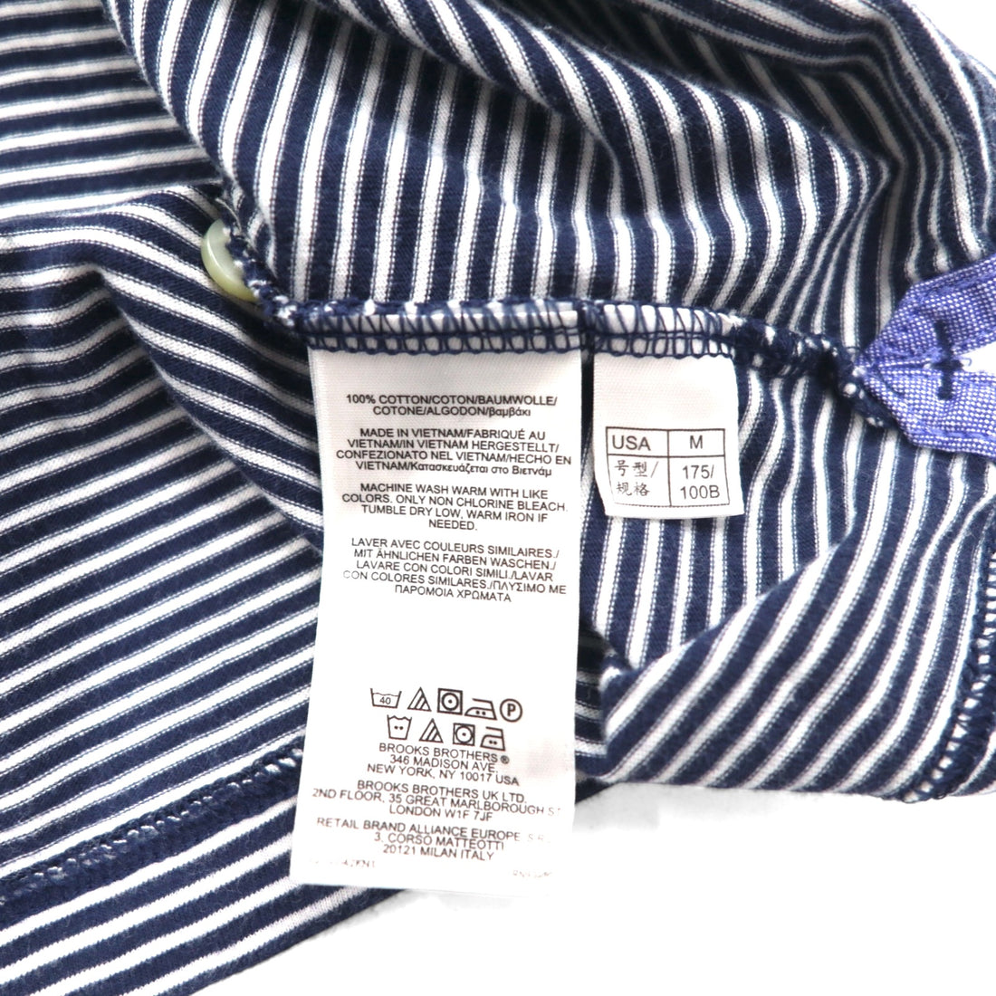 Brooks Brothers 346 ボーダー ポロシャツ M ホワイト ネイビー コットン ワンポイントロゴ刺繍