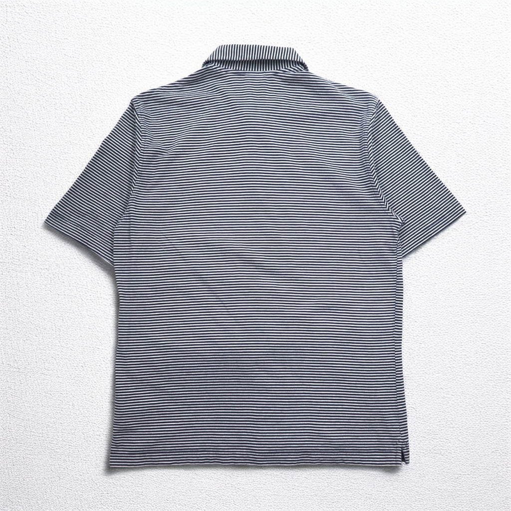 Brooks Brothers 346 ボーダー ポロシャツ M ホワイト ネイビー コットン ワンポイントロゴ刺繍