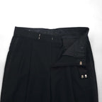 Vintage 80s ACTWU UNION MADE in USA Trousers 80年代 USA製 サイドライン 2タック ワイド スラックスパンツ L ブラック ウール サスペンダーボタン