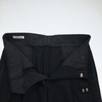 Vintage 80s ACTWU UNION MADE in USA Trousers 80年代 USA製 サイドライン 2タック ワイド スラックスパンツ L ブラック ウール サスペンダーボタン