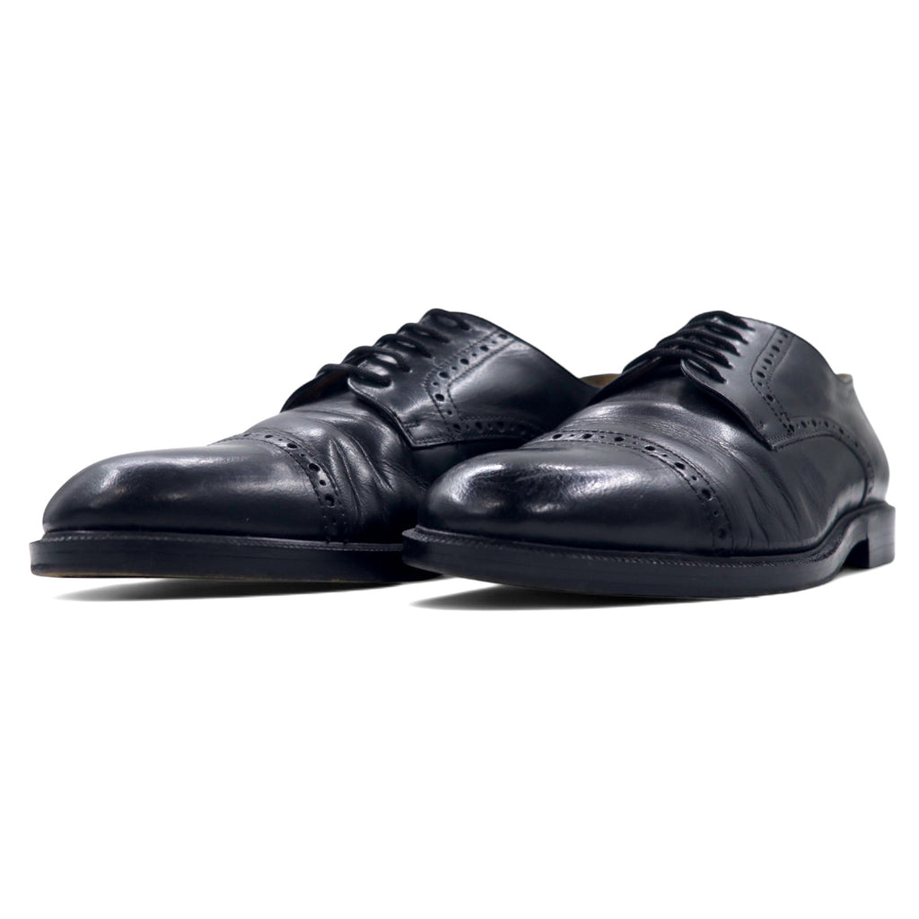 edward brothers european made straight tip medallion dress shoes 25.5cm black leather