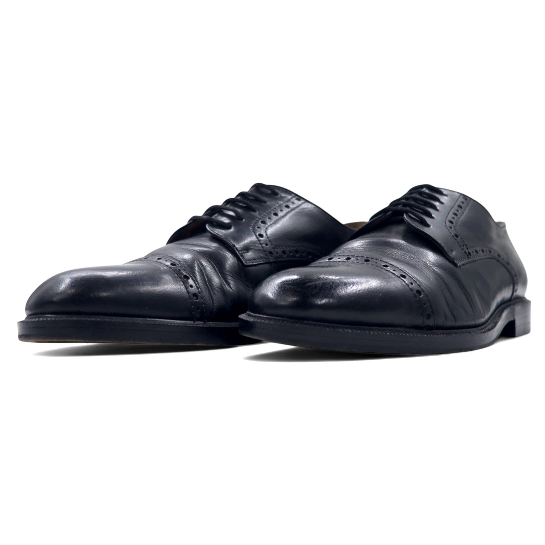 edward brothers european made straight tip medallion dress shoes 25.5cm black leather