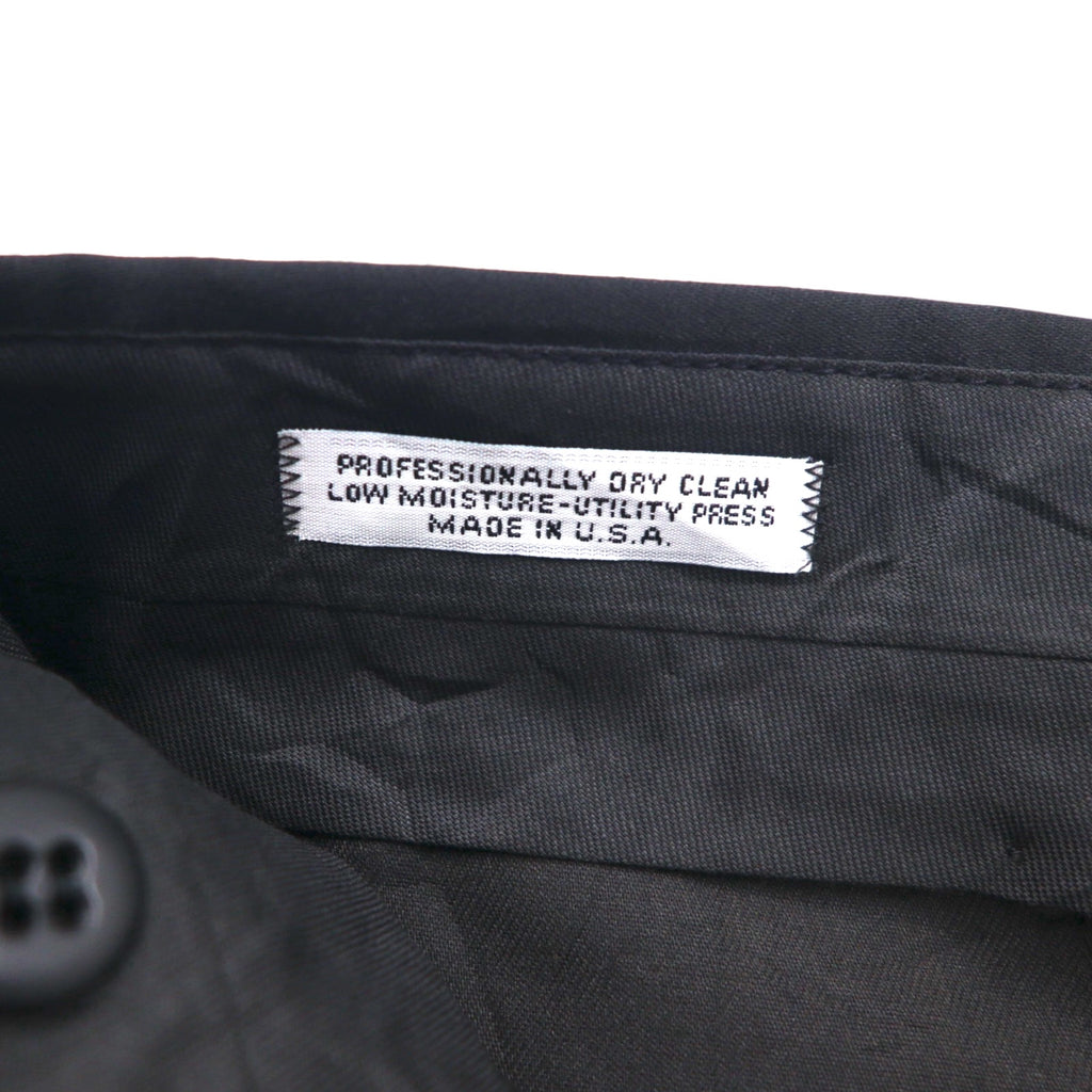 Vintage 80s ACTWU UNION MADE in USA Trousers 80年代 USA製 サイドライン 2タック ワイド スラックスパンツ L ブラック ウール サスペンダーボタン