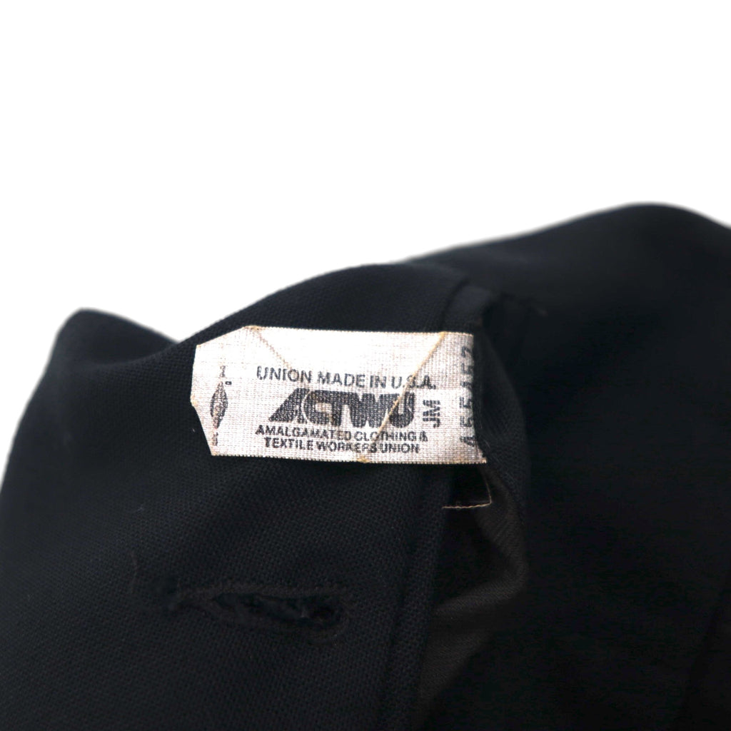 Vintage 80s ACTWU UNION MADE in USA Trousers 80年代 USA製 サイドライン 2タック ワイド スラックスパンツ L ブラック ウール サスペンダーボタン