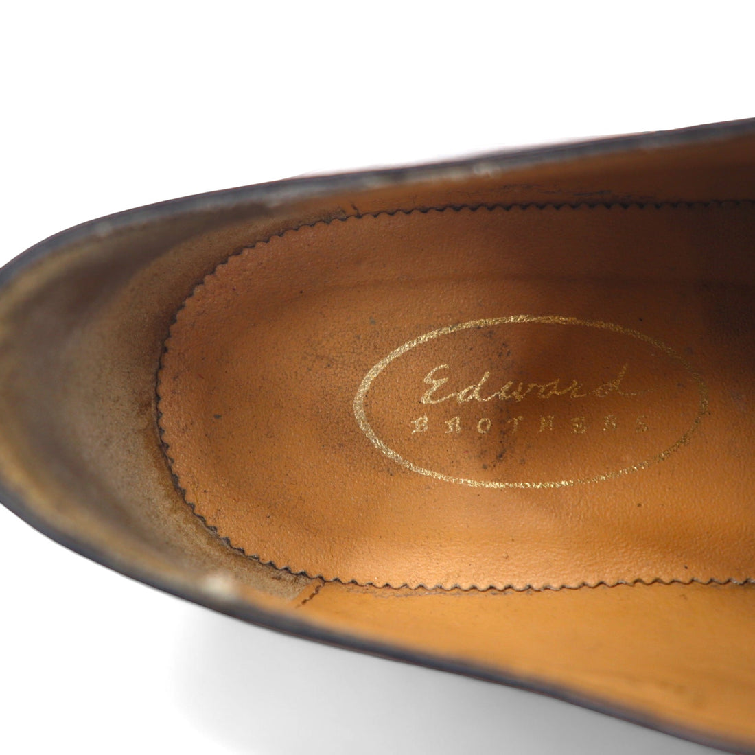 edward brothers european made straight tip medallion dress shoes 25.5cm black leather