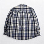 Eddie Bauer 90s Button-Down Flannel Shirt, XL, White, Navy, Check, Cotton