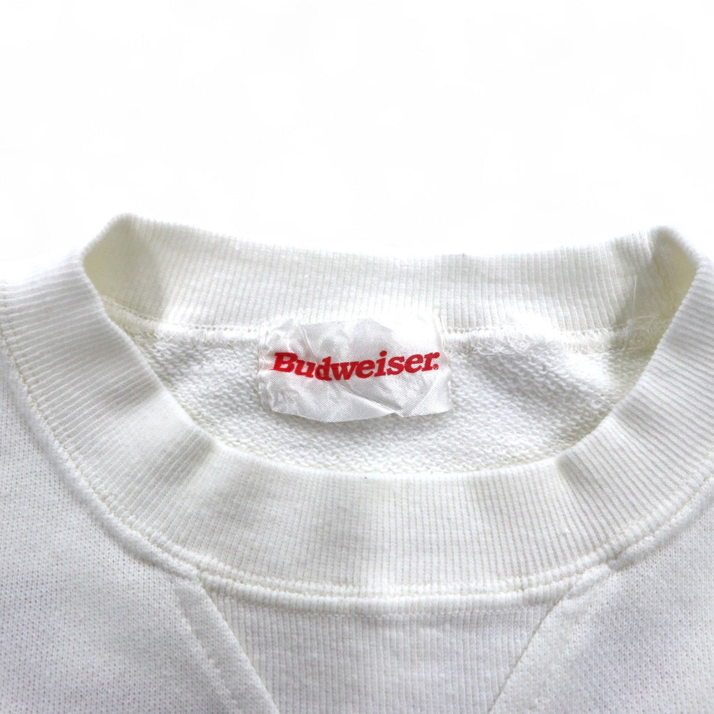 Vintage 90s Sweatshirts Budweiser バドワイザー Bud Racing スウェット M ホワイト レーシングカー プリント
