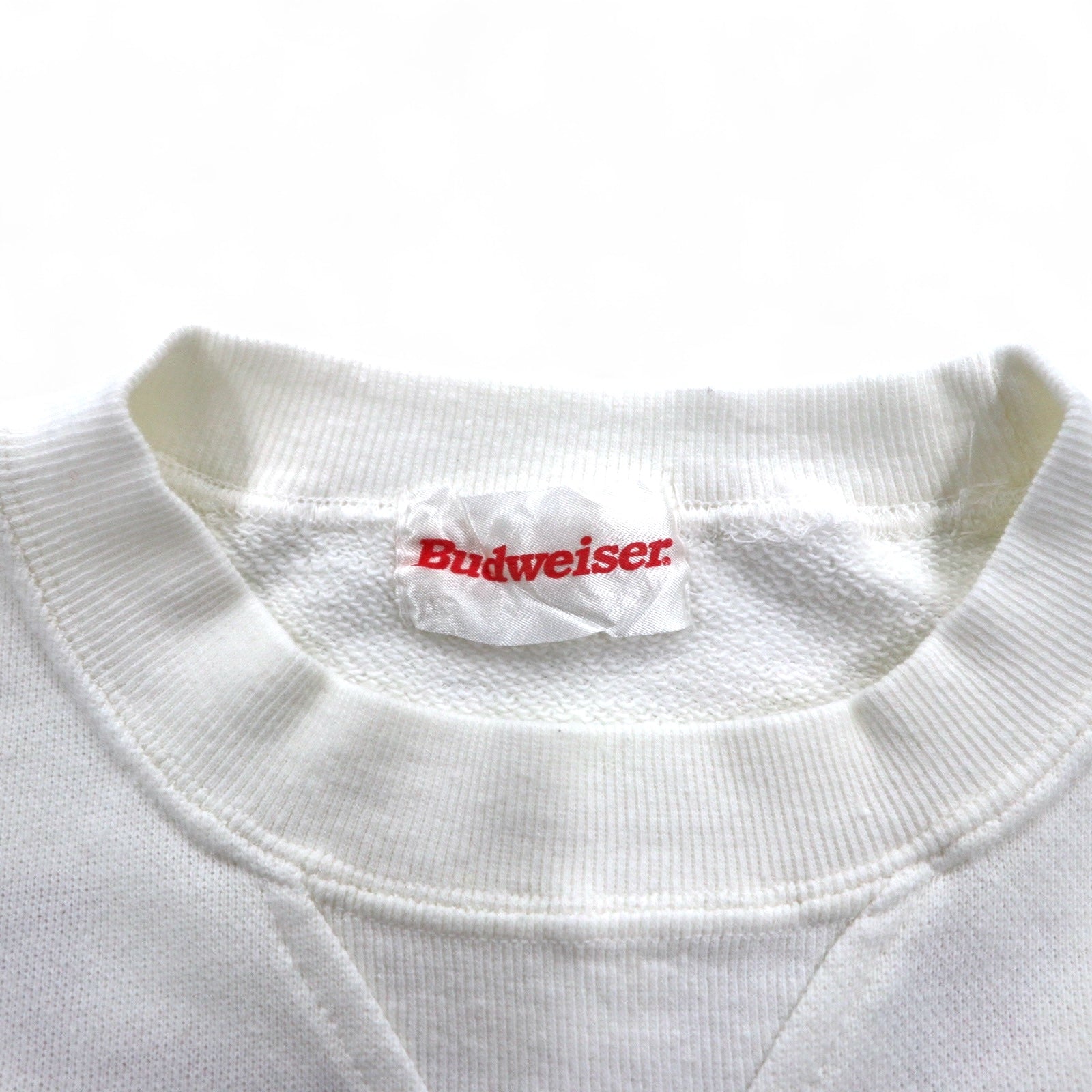 Vintage 90s Sweatshirts Budweiser バドワイザー Bud Racing スウェット M ホワイト レーシングカー プリント