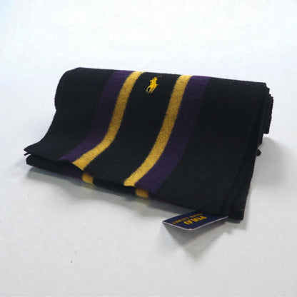 Polo Ralph Lauren プレッピー スクールカラー ストライプ ラムウール マフラー 羊毛 スモールポニー刺繡 未使用品