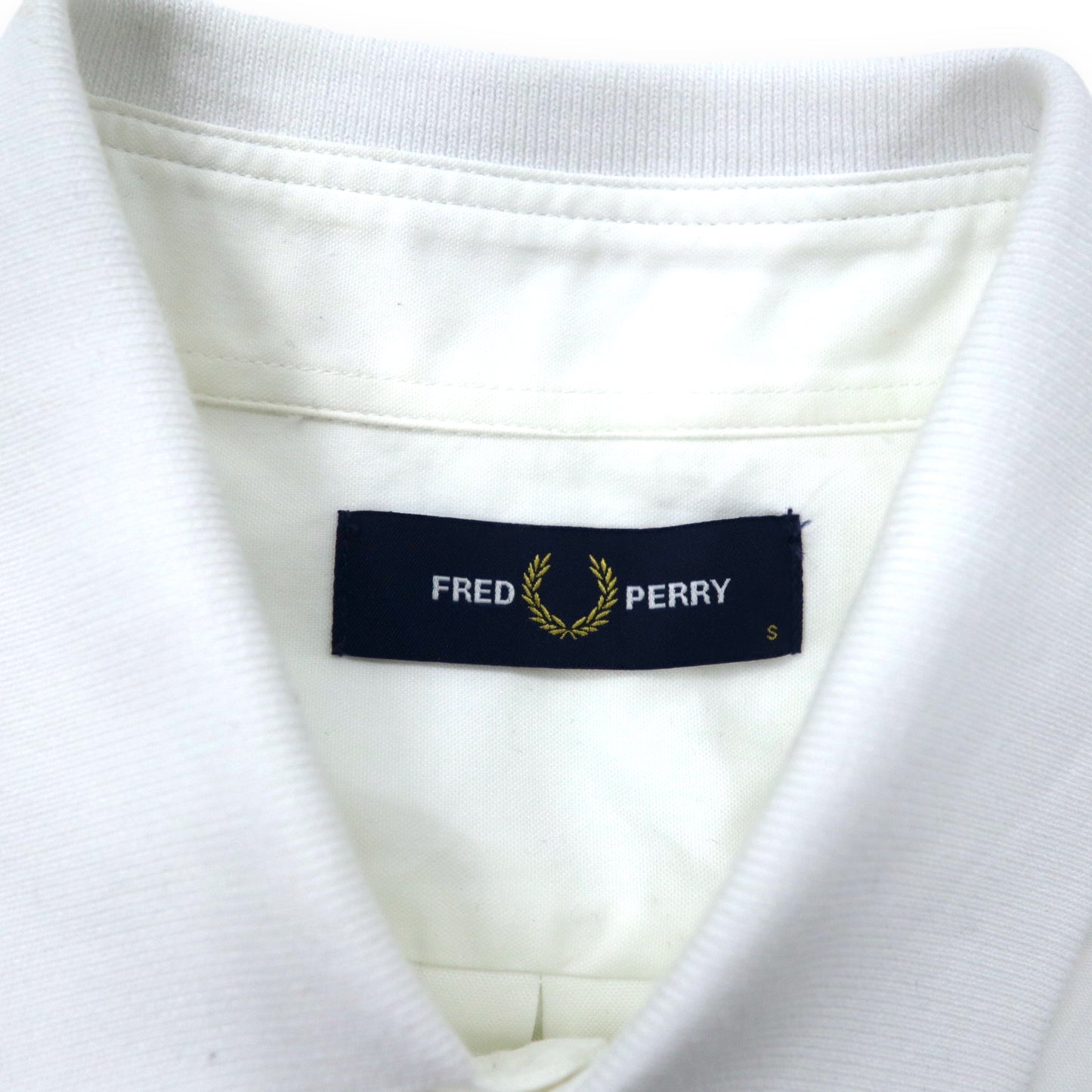 FRED PERRY ミックスパネル 半袖シャツ S ホワイト コットン ワンポイントロゴ MIX PANELED SHORT SLEEVE SHIRT F4548