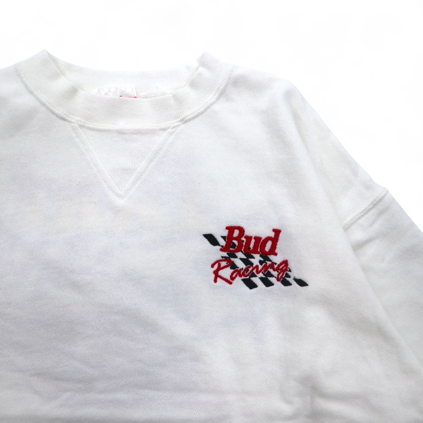 Vintage 90s Sweatshirts Budweiser バドワイザー Bud Racing スウェット M ホワイト レーシングカー プリント