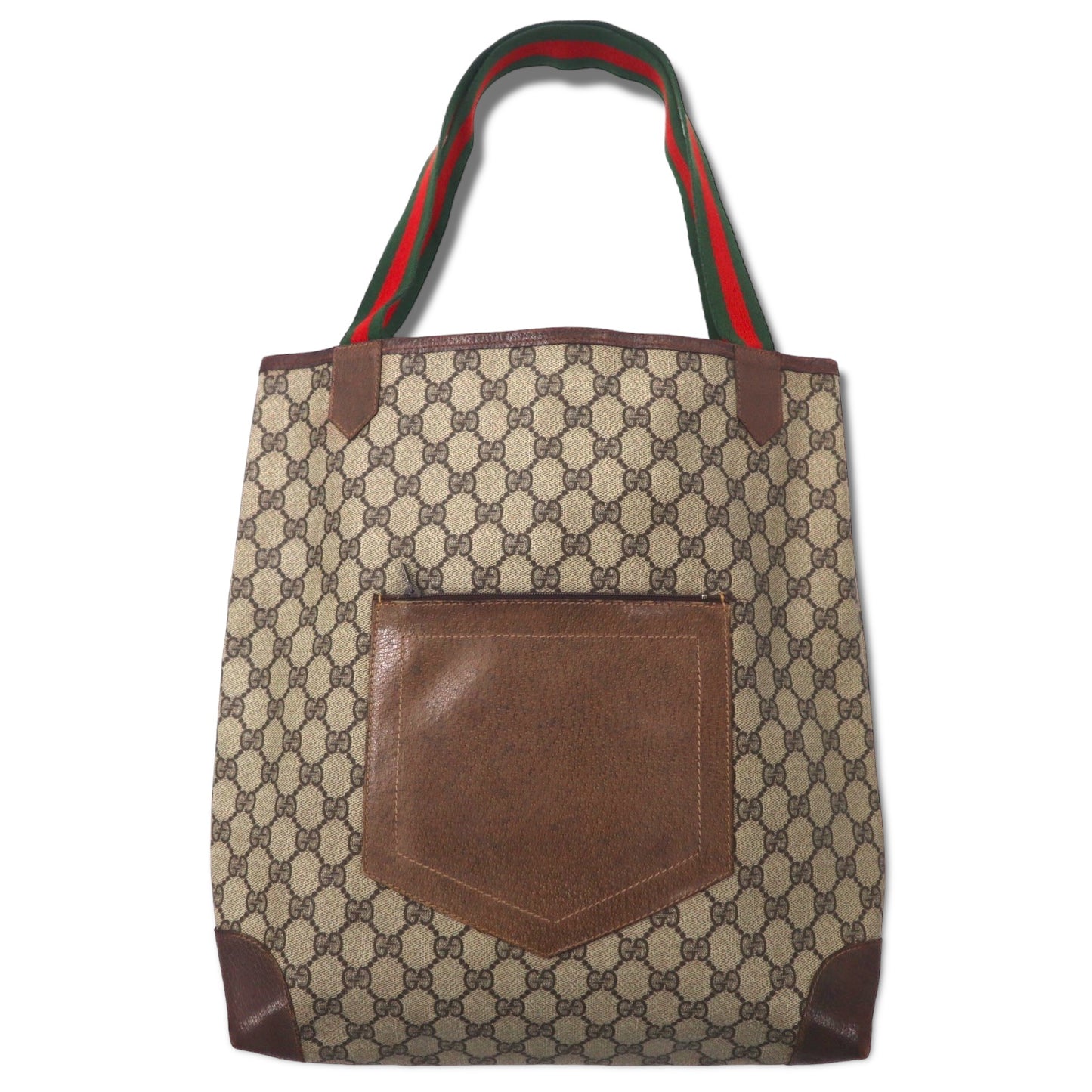 GUCCI Vintage Gucci Sherry Line GG Supreme Tote Bag PVC Leather 