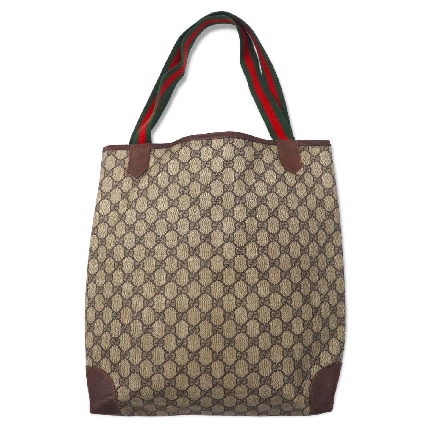 GUCCI Vintage Gucci Sherry Line GG Supreme Tote Bag PVC Leather 