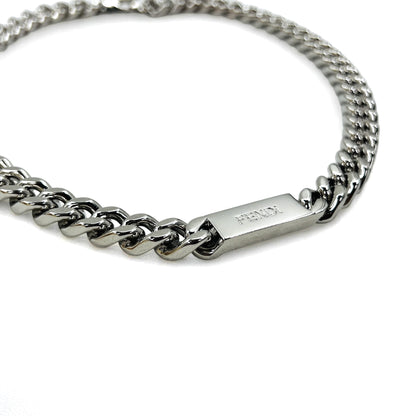 FENDI メタル チェーンネックレス シルバー 喜平 バゲット リンク MP4722 イタリア製