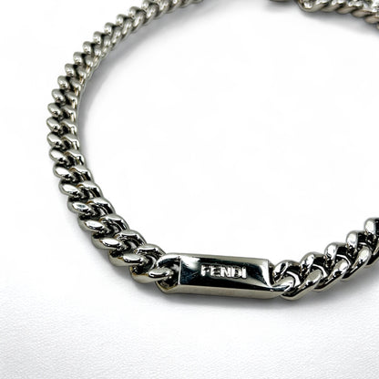 FENDI メタル チェーンネックレス シルバー 喜平 バゲット リンク MP4722 イタリア製