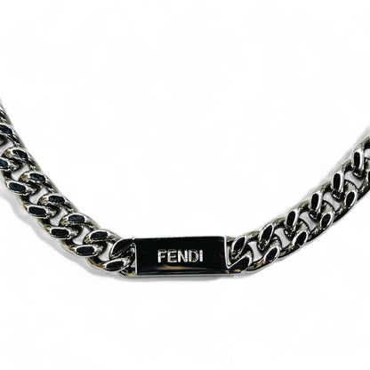 FENDI メタル チェーンネックレス シルバー 喜平 バゲット リンク MP4722 イタリア製