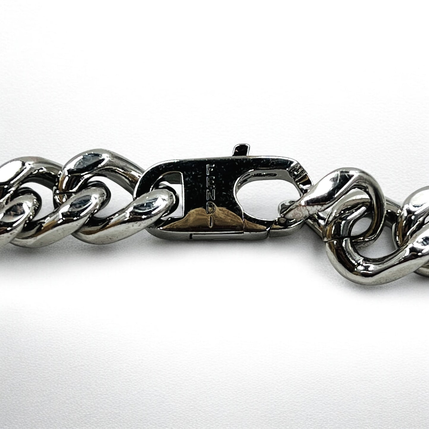 FENDI メタル チェーンネックレス シルバー 喜平 バゲット リンク MP4722 イタリア製