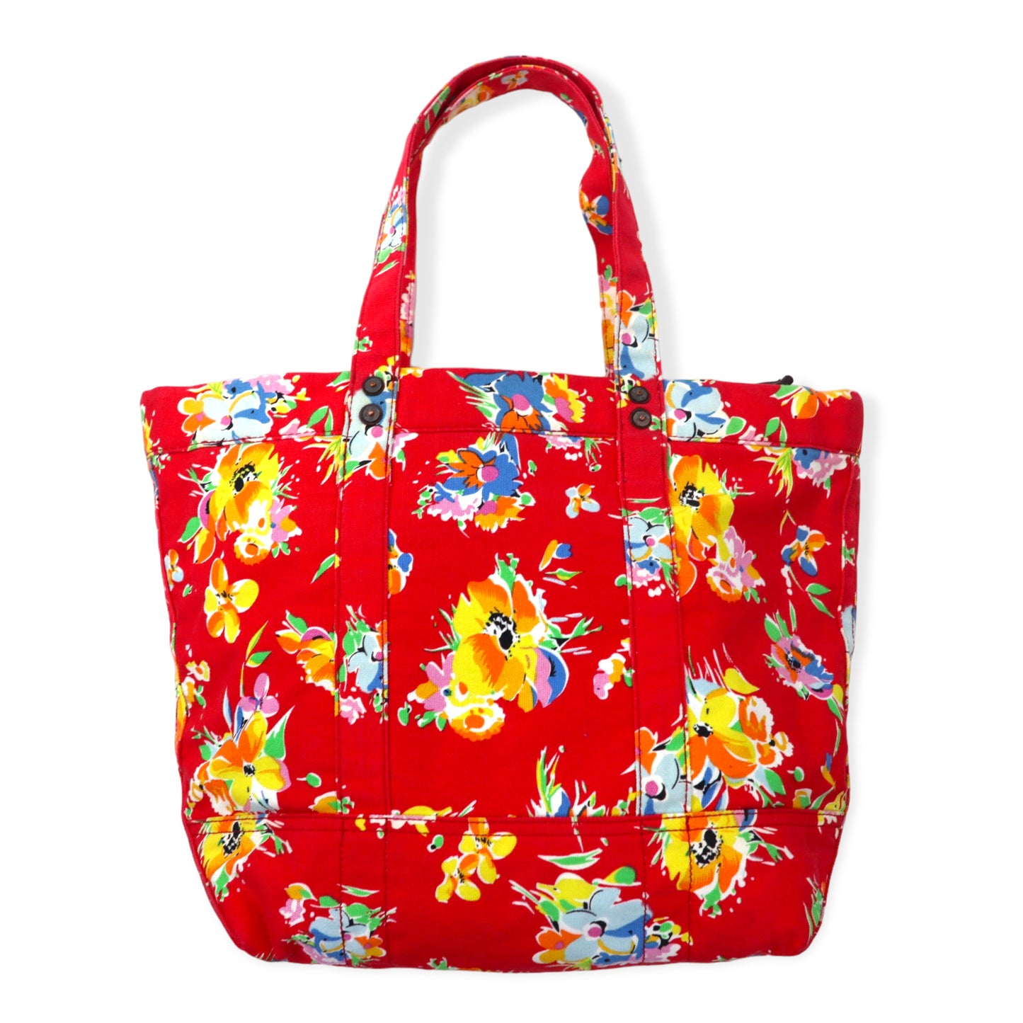 POLO RALPH LAUREN Floral Tote Bag Red Canvas Embroidery Big Pony 