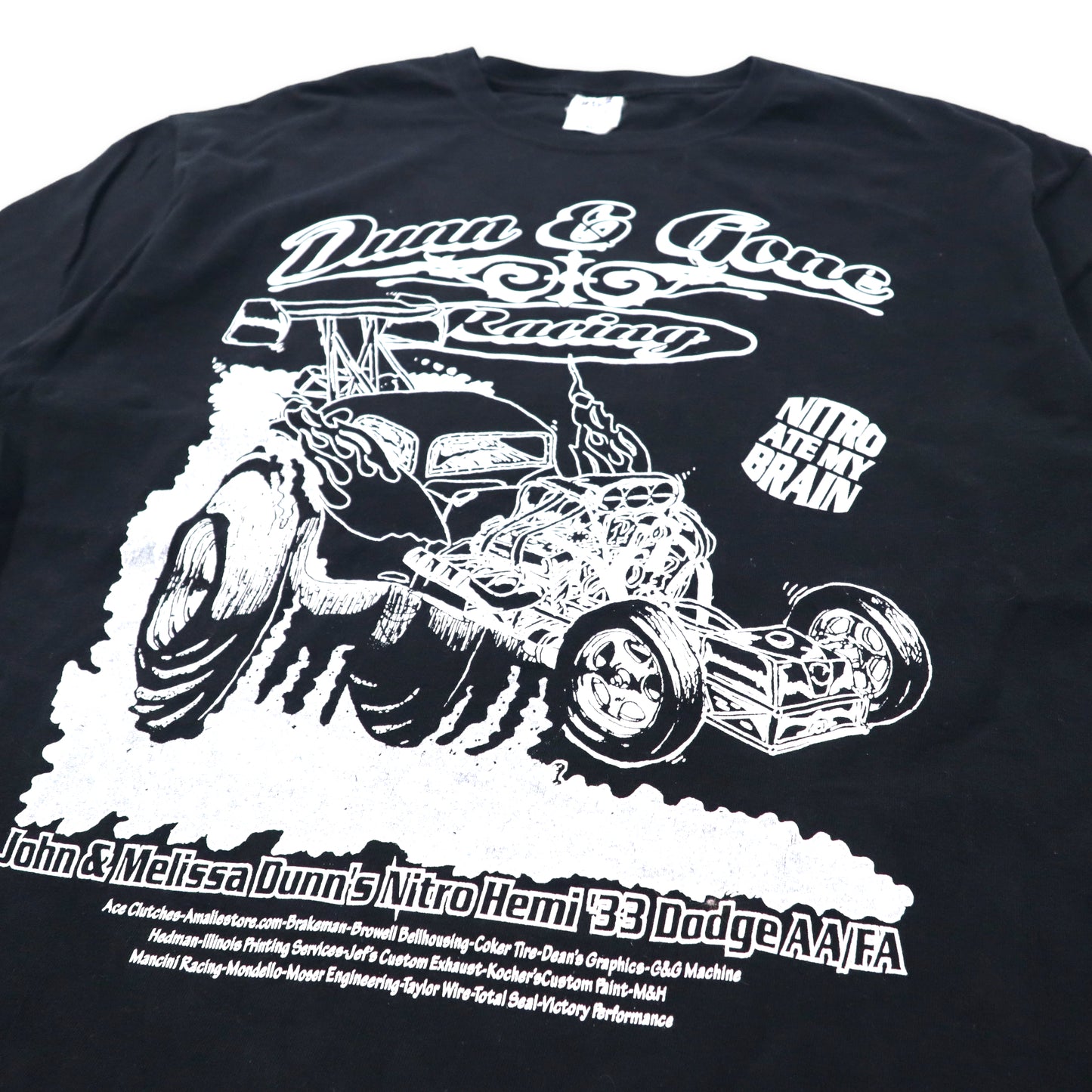 anvil レーシングカー 両面プリント Tシャツ XL ブラック コットン Dunn & Gone Racing ビッグサイズ