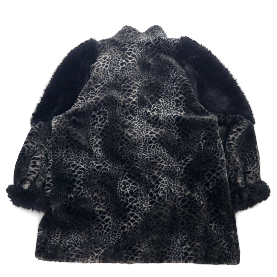 Made in France CDV COMME DU VRAI Leopard Faux Fur Coat FREE Grey Acrylic Different Material Switching