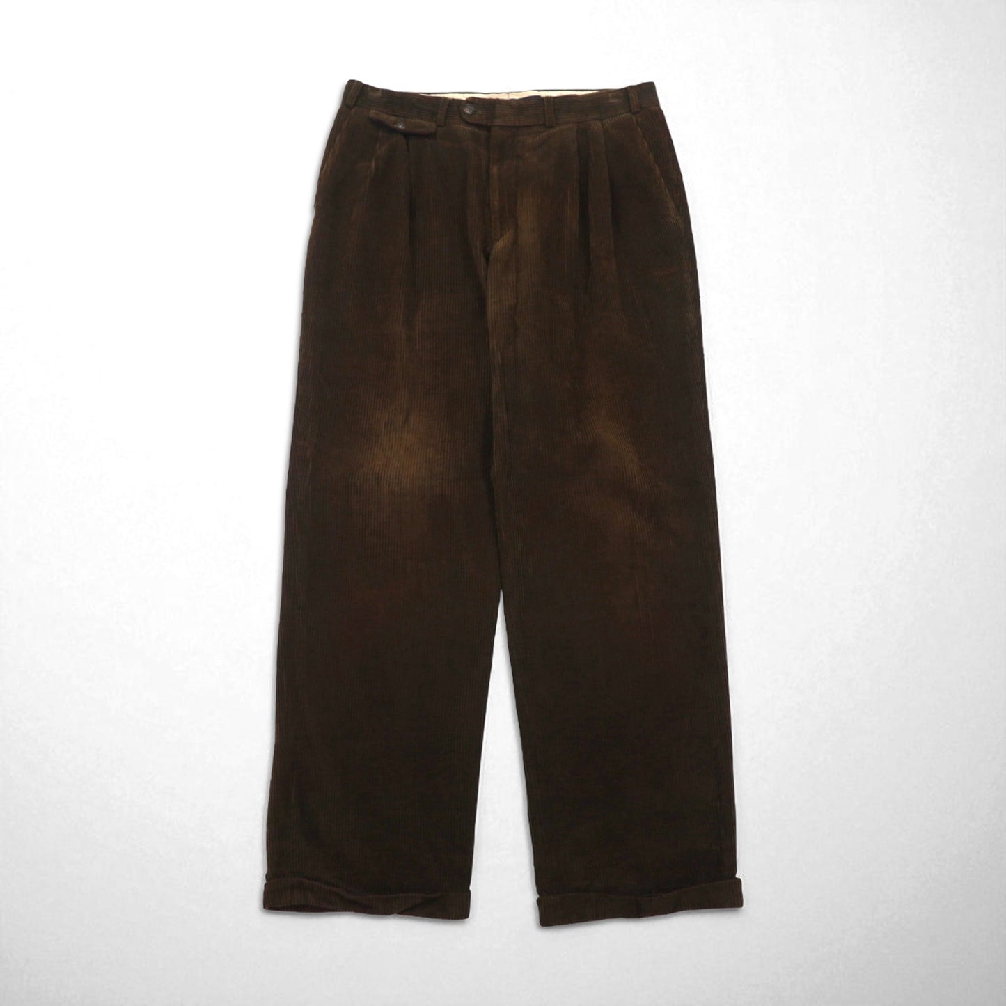 Burberrys 80年代 西ドイツ製 2タック ワイド コーデュロイパンツ L ブラウン コットン