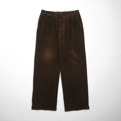 Burberrys 80年代 西ドイツ製 2タック ワイド コーデュロイパンツ L ブラウン コットン