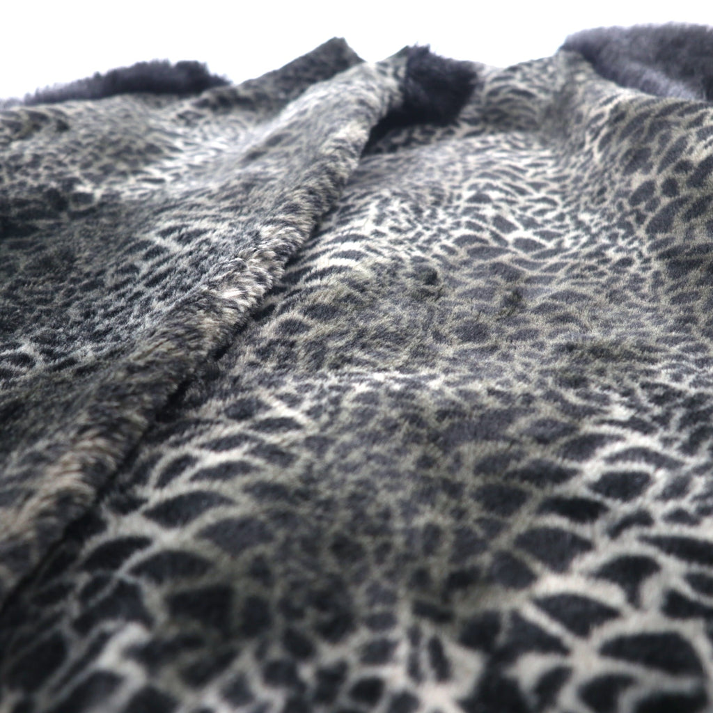 Made in France CDV COMME DU VRAI Leopard Faux Fur Coat FREE Grey Acrylic Different Material Switching