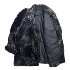 Made in France CDV COMME DU VRAI Leopard Faux Fur Coat FREE Grey Acrylic Different Material Switching