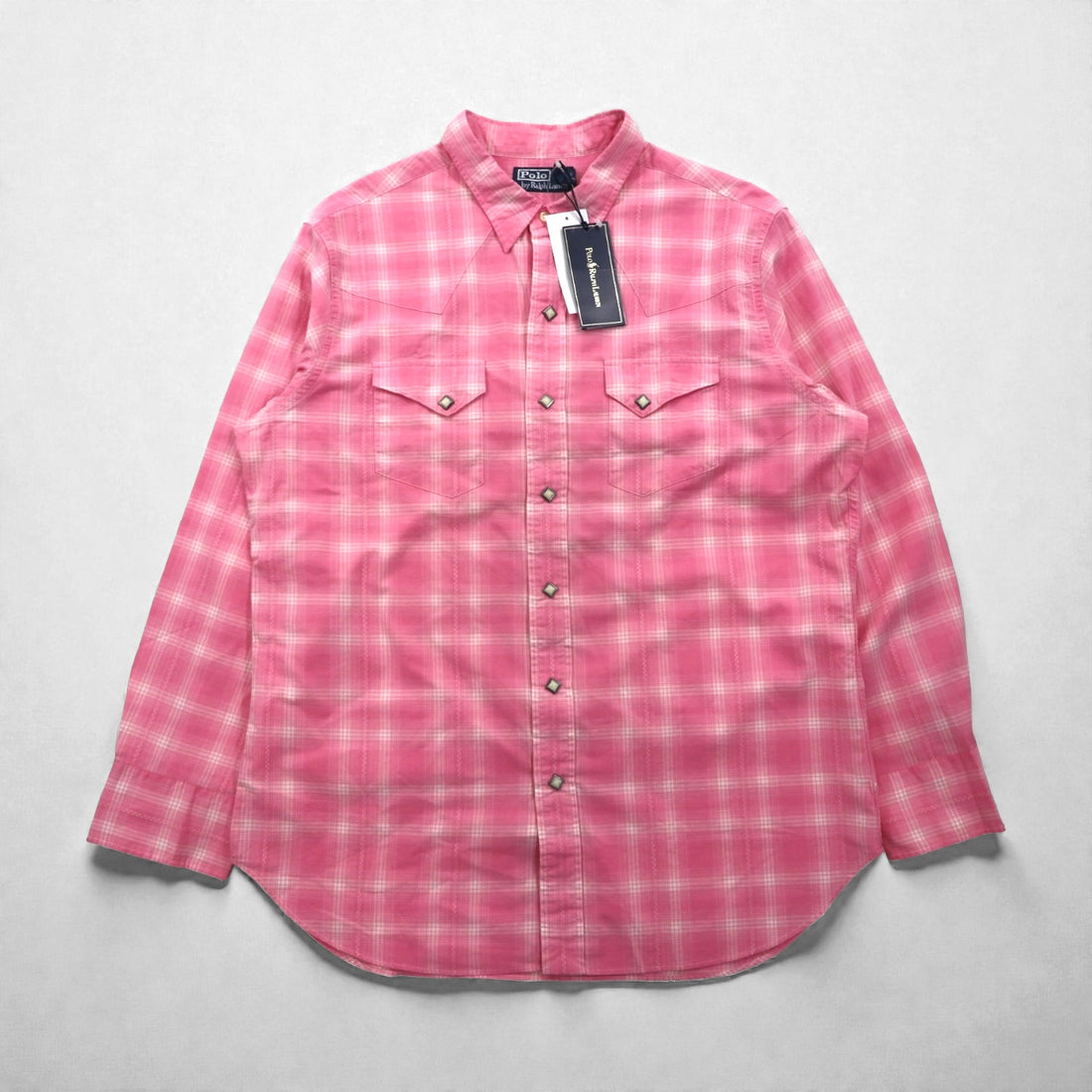Polo by Ralph Lauren Western Shirt, XL, Pink Check, Chest Pocket, Unused