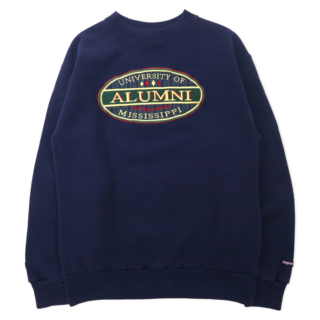 日本然リトテ-古着オンライン-JAN SPORT USA製 90年代 カレッジ刺繍 スウェット M ネイビー コットン UNIVERSITY OF ALUMNI MISSISSIPPI-JAN SPORT USA MADE 90s College Embroidery Sweatshirt M Navy Cotton UNIVERSITY OF ALUMNI Mississippi