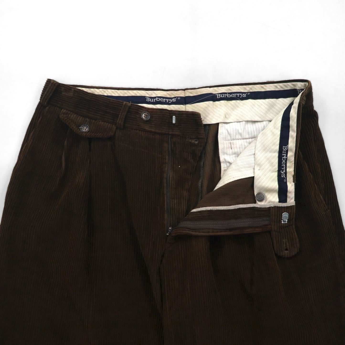 Burberrys 80年代 西ドイツ製 2タック ワイド コーデュロイパンツ L ブラウン コットン