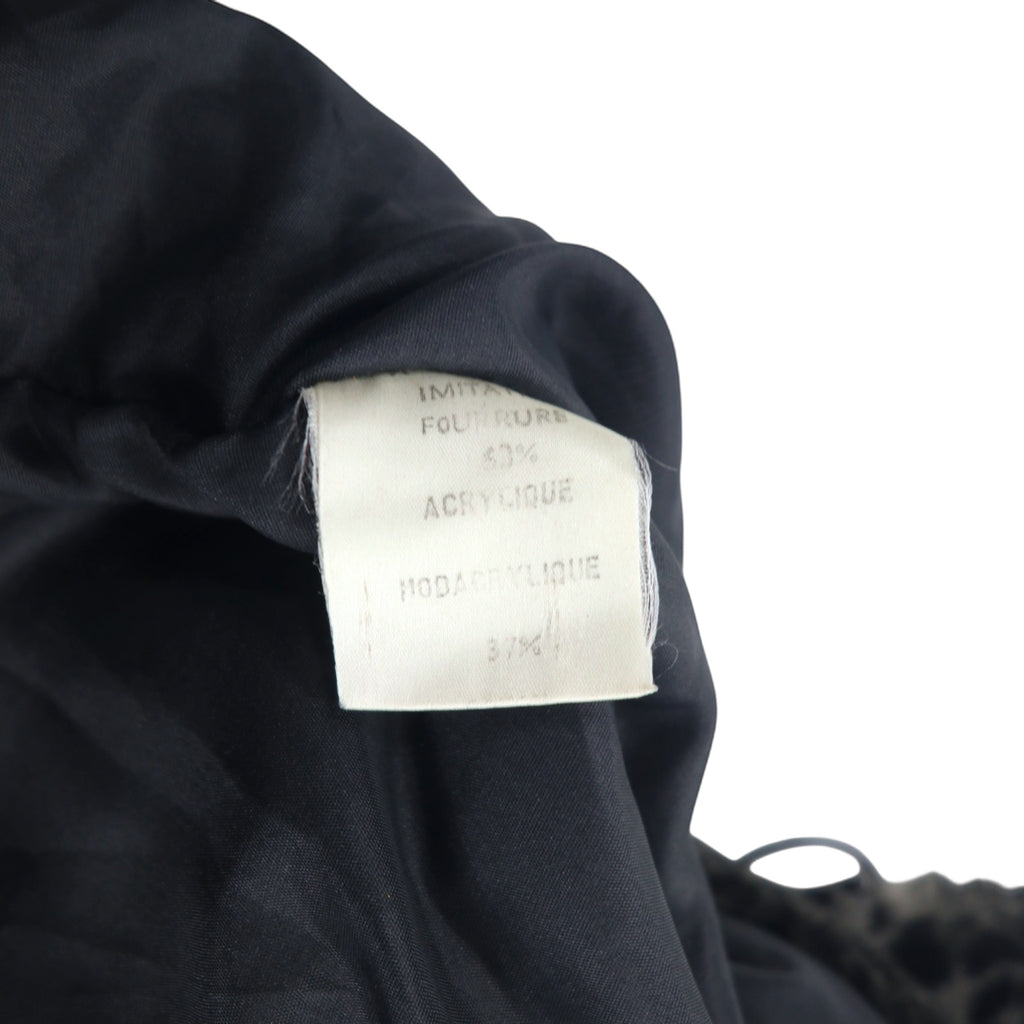 Made in France CDV COMME DU VRAI Leopard Faux Fur Coat FREE Grey Acrylic Different Material Switching