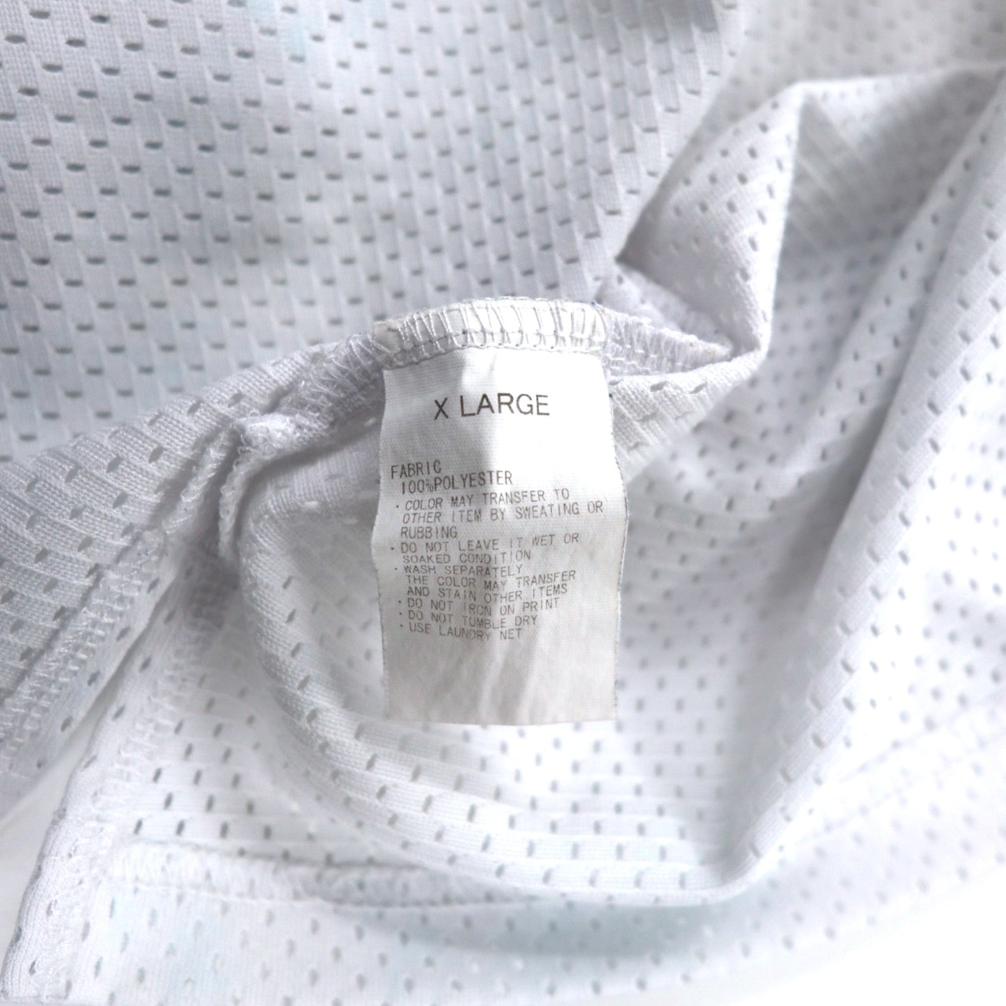 stussy メッシュ ゲームシャツ XL ホワイト ポリエステル ナンバリング ロゴプリント