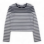 T BY ALEXANDER WANG クロップド ボーダー ロングスリーブ Tシャツ ロンT M UNITED ARROWS別注 1552-343-0101