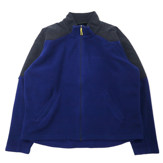 Timberland 90年代 ナイロン切り替え フルジップ フリースジャケット XL ネイビー ポリエステル ワンポイントロゴ刺繍 ビッグサイズ