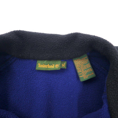Timberland 90年代 ナイロン切り替え フルジップ フリースジャケット XL ネイビー ポリエステル ワンポイントロゴ刺繍 ビッグサイズ