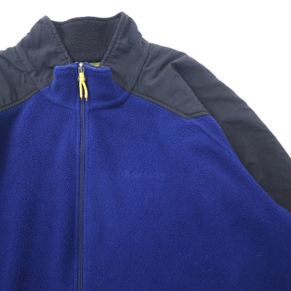 Timberland 90年代 ナイロン切り替え フルジップ フリースジャケット XL ネイビー ポリエステル ワンポイントロゴ刺繍 ビッグサイズ