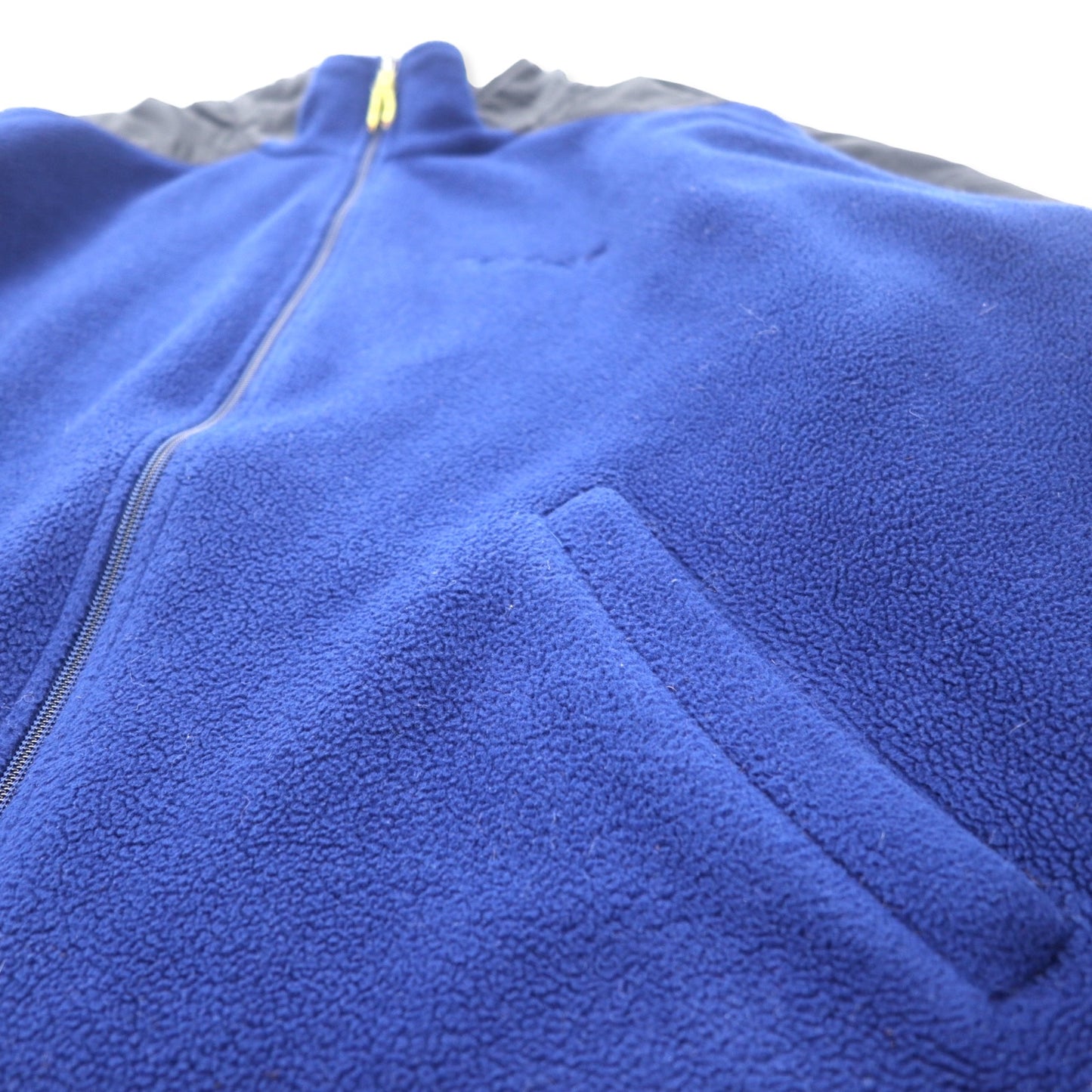 Timberland 90年代 ナイロン切り替え フルジップ フリースジャケット XL ネイビー ポリエステル ワンポイントロゴ刺繍 ビッグサイズ