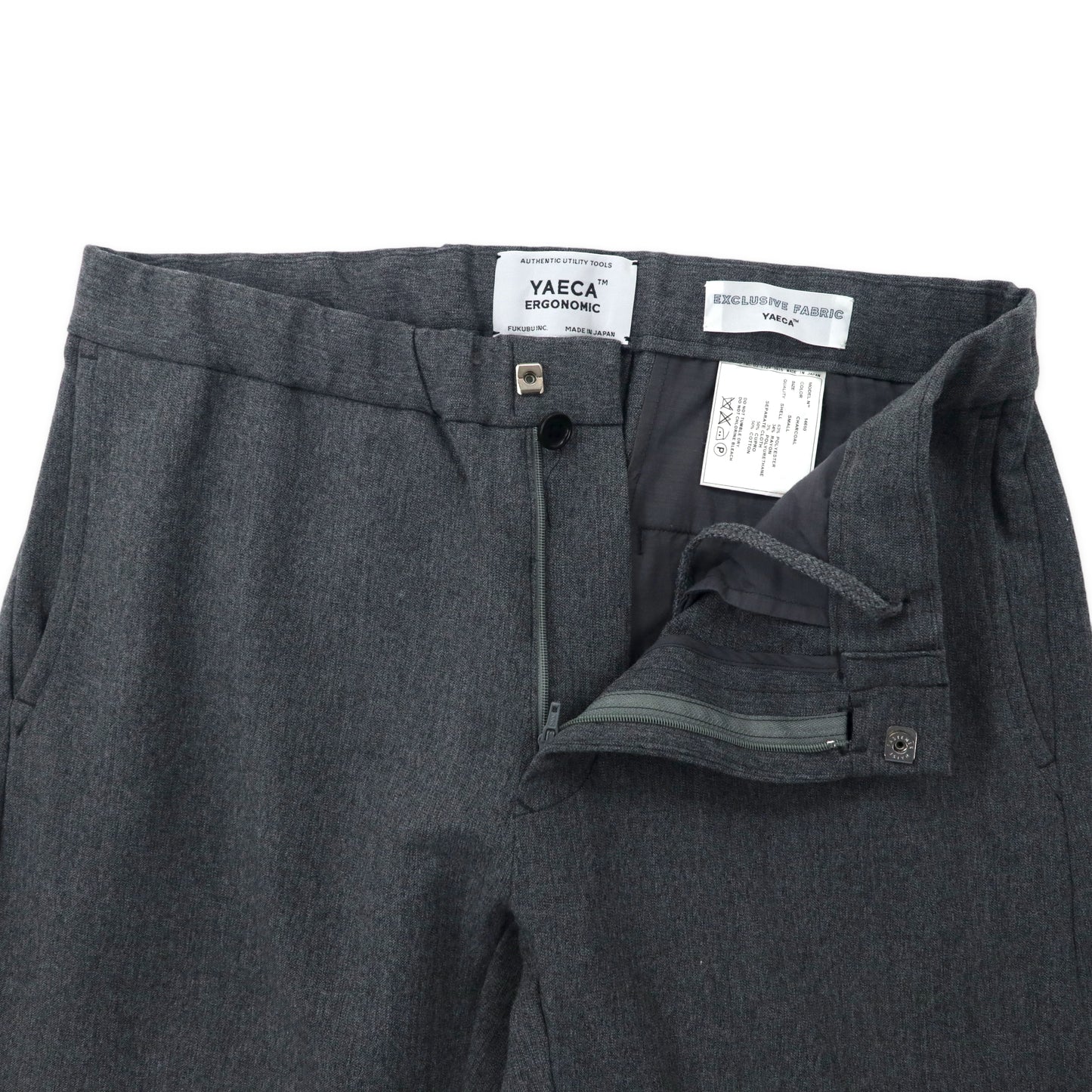 YAECA イージー スラックスパンツ S グレー ポリエステル ERGONOMIC 14610 2WAY WIDE PANTS