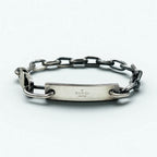 GUCCI Vintage ID Silver Chain Bracelet SV925 Logo Plate Made in Italy