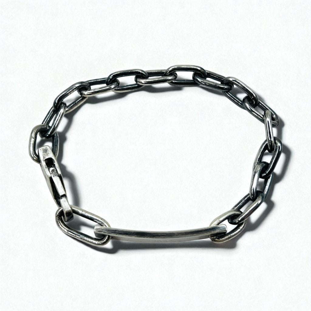 GUCCI Vintage ID Silver Chain Bracelet SV925 Logo Plate Made in Italy