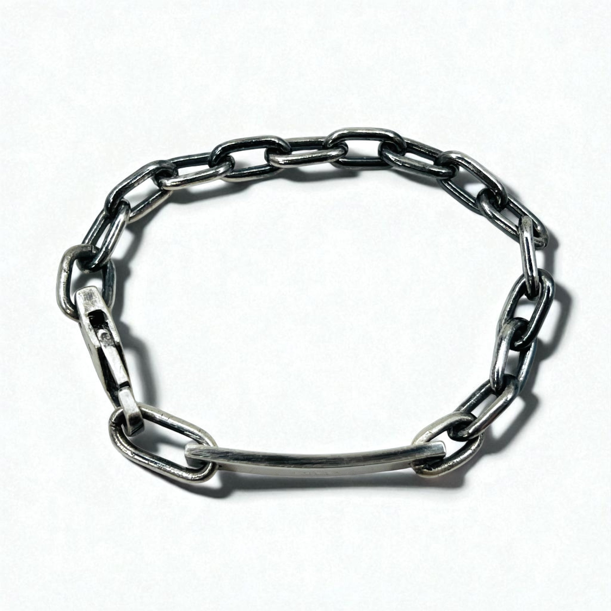 GUCCI Vintage ID Silver Chain Bracelet SV925 Logo Plate Made in Italy