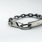 GUCCI Vintage ID Silver Chain Bracelet SV925 Logo Plate Made in Italy