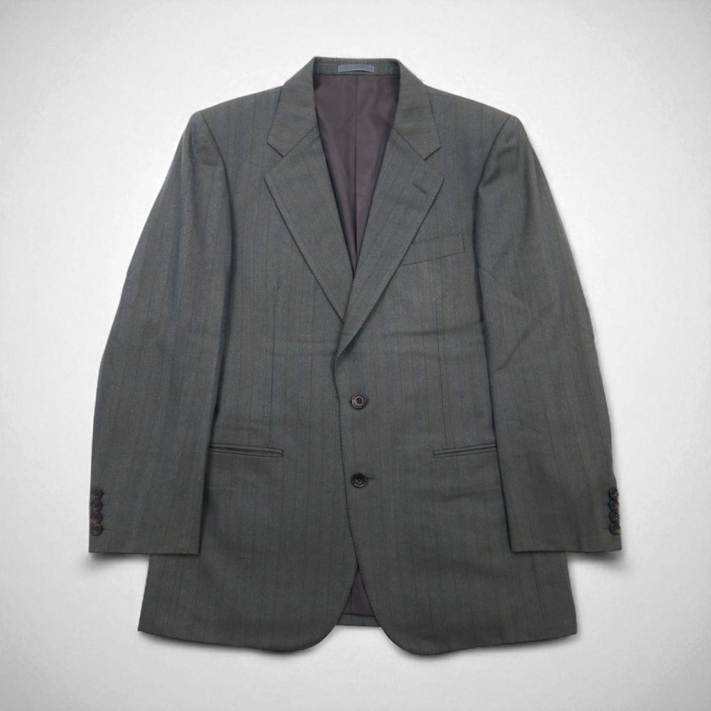 Burberry's Old 2B Tailored Jacket, Size L, Gray Wool Shadow Stripe, Made in Japan