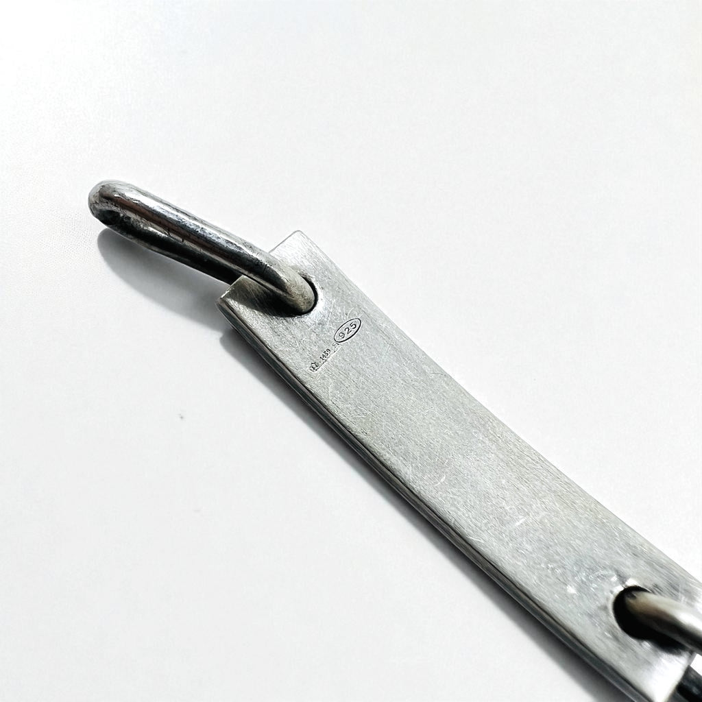 GUCCI Vintage ID Silver Chain Bracelet SV925 Logo Plate Made in Italy