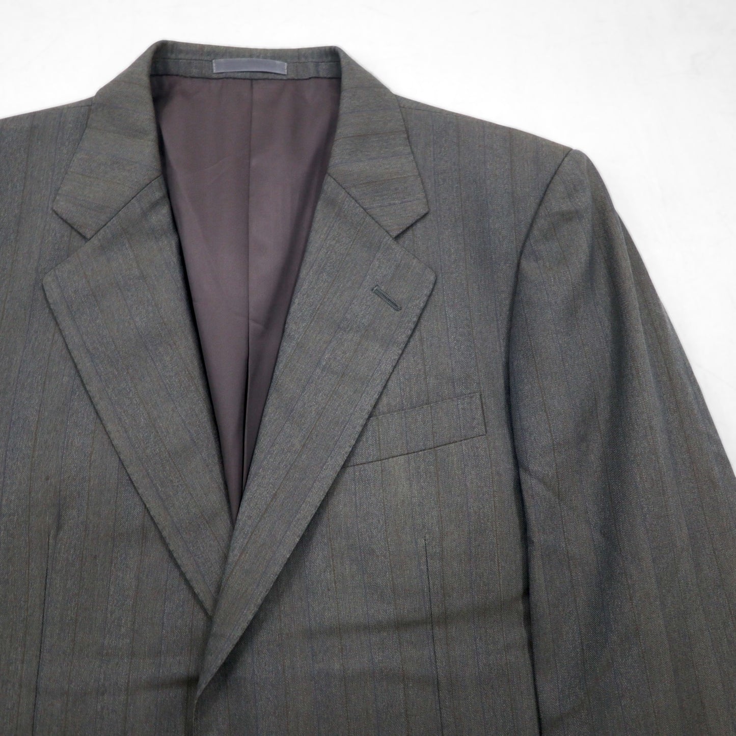 Burberrys オールド 2B テーラードジャケット L グレー ウール シャドーストライプ ウール 日本製