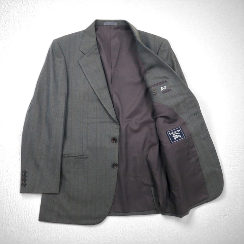 Burberry's Old 2B Tailored Jacket, Size L, Gray Wool Shadow Stripe, Made in Japan