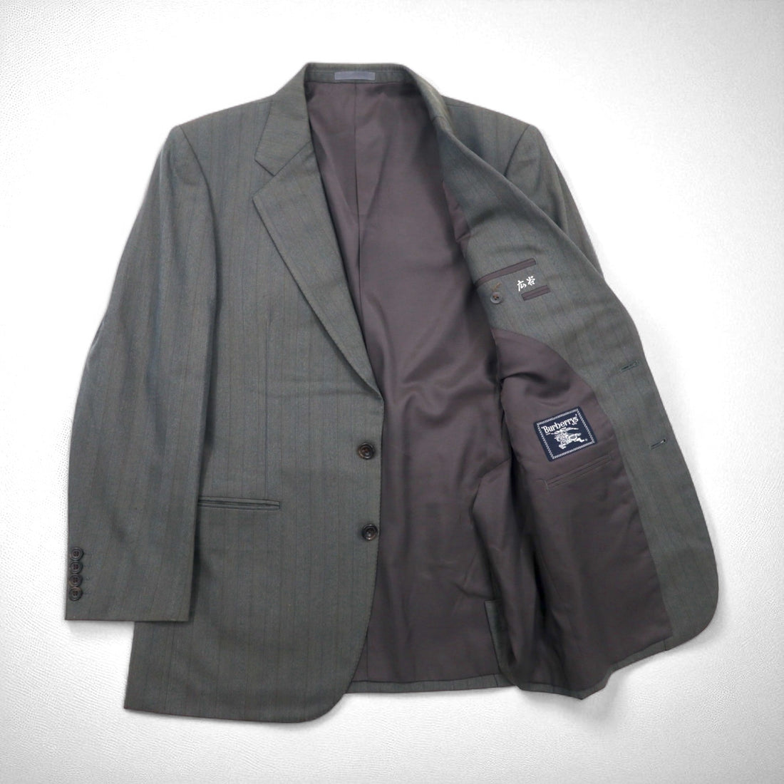 Burberry's Old 2B Tailored Jacket, Size L, Gray Wool Shadow Stripe, Made in Japan